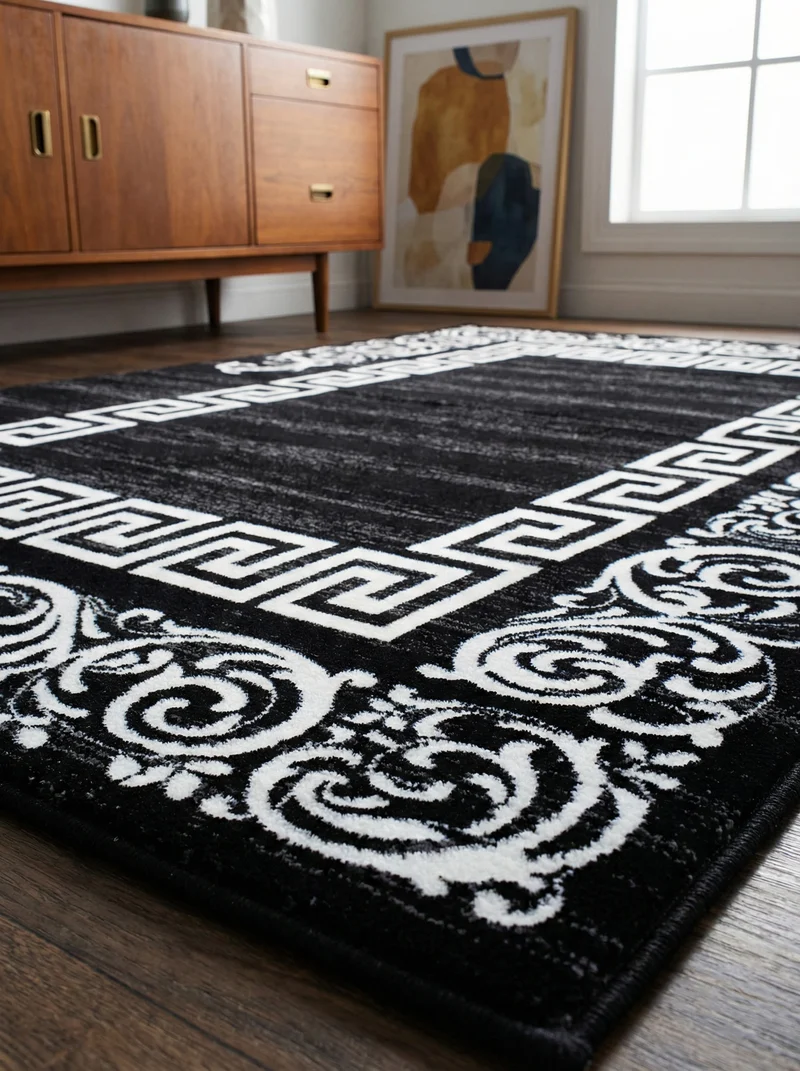 Kurzflor-Teppich Mäander – Waschbar & Strapazierfähig | 1,20 cm Florhöhe