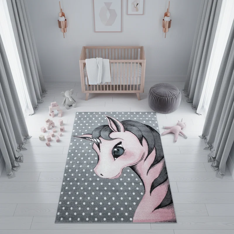 Kinderteppich Einhorn – Waschbar & Strapazierfähig für Kinderzimmer