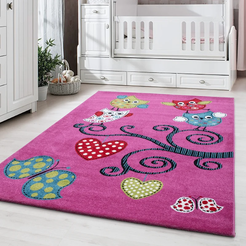 Kinderteppich Eulen-Motiv – Waschbar & Strapazierfähig für Kinderzimmer