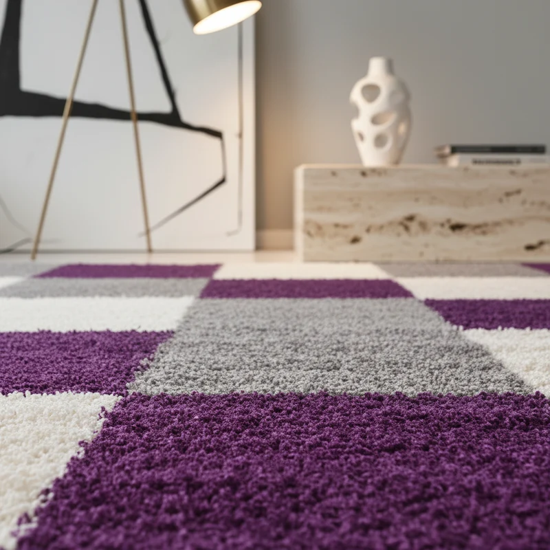 Shaggy Hochflor-Teppich Karo – Waschbar & Flauschig | 3,00 cm Florhöhe für Barfußkomfort