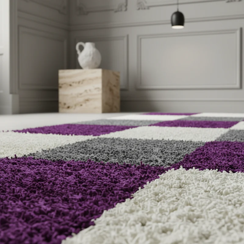 Shaggy Hochflor-Teppich Karo – Waschbar & Flauschig | 3,00 cm Florhöhe für Barfußkomfort