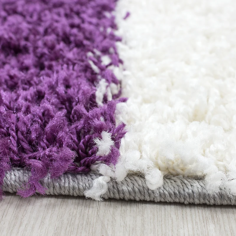 Shaggy Hochflor-Teppich Karo – Waschbar & Flauschig | 3,00 cm Florhöhe für Barfußkomfort