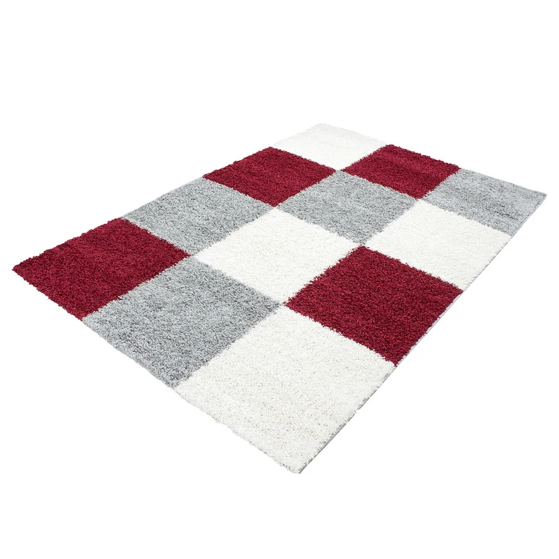 Shaggy Hochflor-Teppich Karo – Waschbar & Flauschig | 3,00 cm Florhöhe für Barfußkomfort