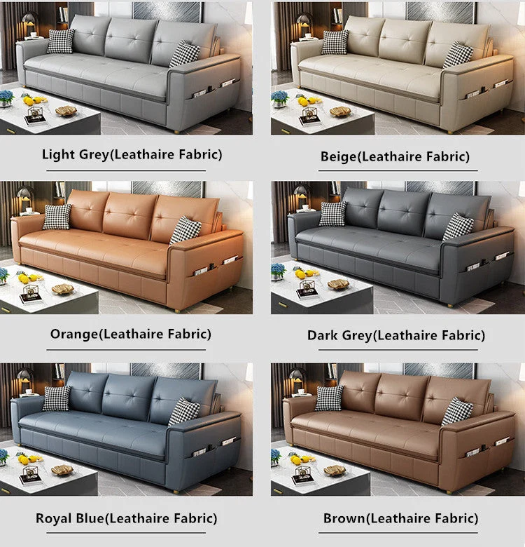 Schlafsofa aus Leder mit Matratze