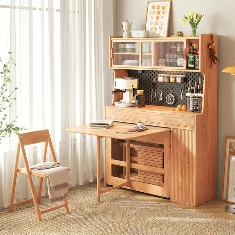 Double Drop Leaf Esstisch mit Pegboard Hutch Cabinet