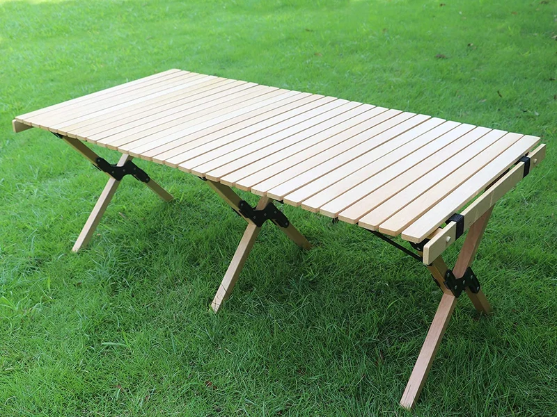 Tortenrolle Tragbarer faltbarer Picknicktisch aus Holz im Freien Pic