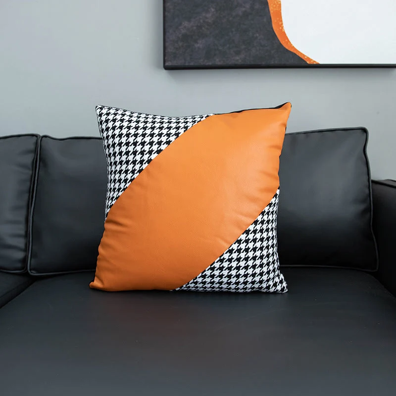 Kunstleder Dekokissenbezüge 18x18 Zoll/45X45cm 6er Set