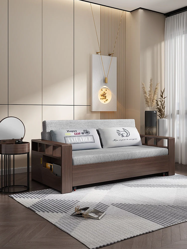 Multifunktionales und platzsparendes faltbares und erweiterbares Sofa mit anhebbarem Couchtisch