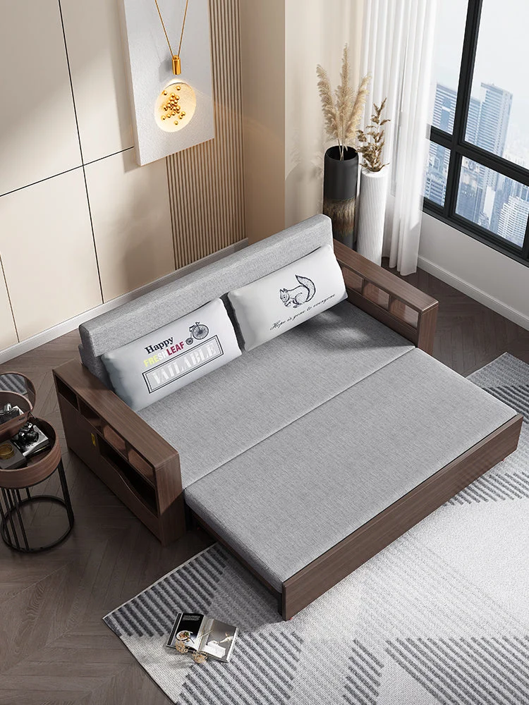 Multifunktionales und platzsparendes faltbares und erweiterbares Sofa mit anhebbarem Couchtisch