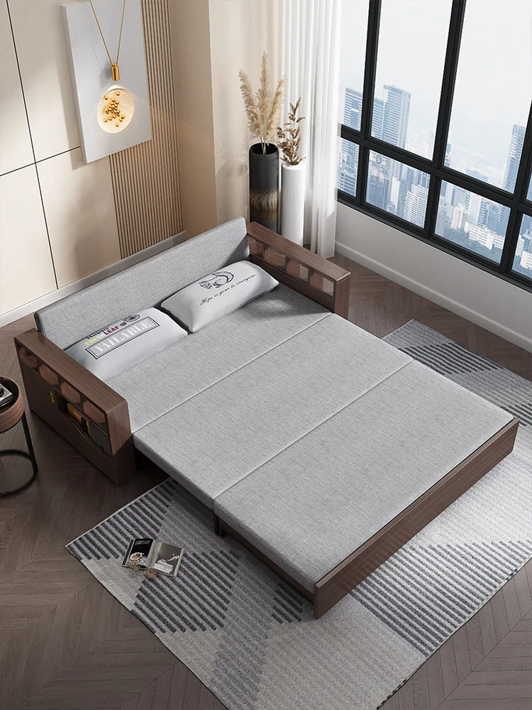 Multifunktionales und platzsparendes faltbares und erweiterbares Sofa mit anhebbarem Couchtisch