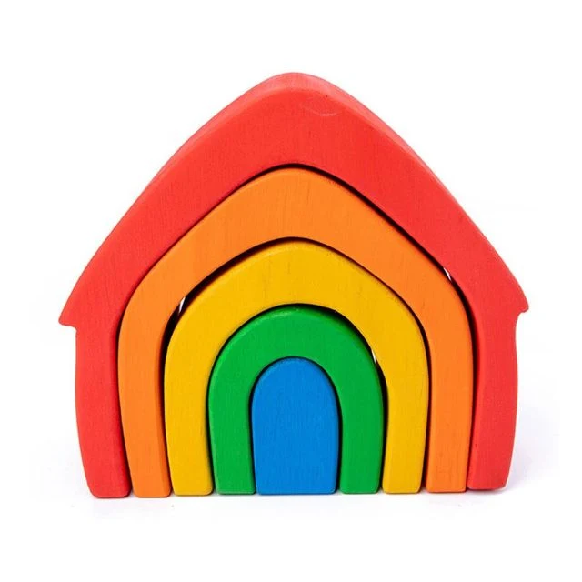 Holz Rainbow Stacker Stapelspiel Nesting Puzzle Blöcke Lernspielzeug für Kinder Baby Kleinkinder