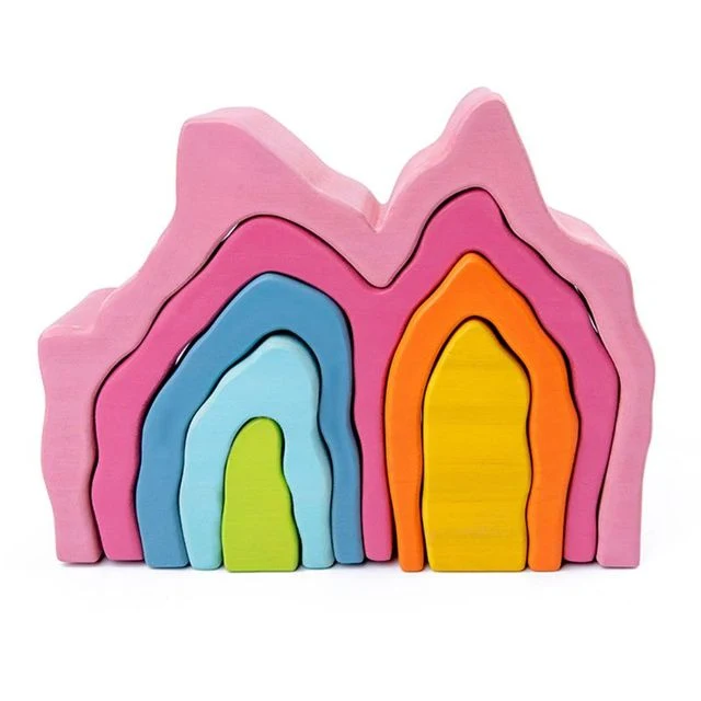 Holz Rainbow Stacker Stapelspiel Nesting Puzzle Blöcke Lernspielzeug für Kinder Baby Kleinkinder