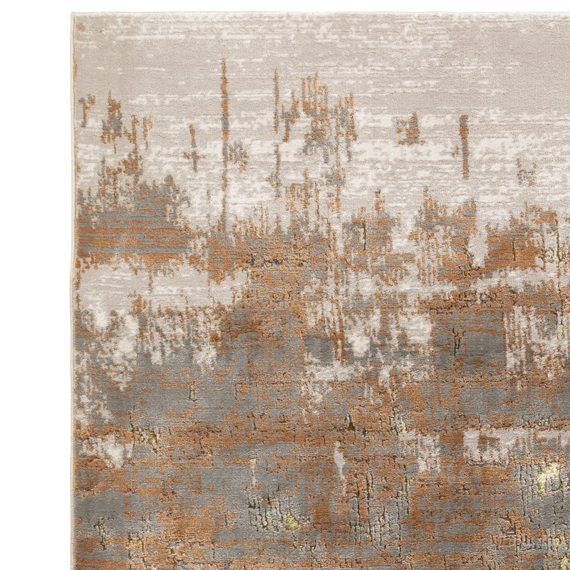 Teppich Hochglanz Metallic abstrakt pflegeleicht strapazierfähig Gold/Champagner/Bronze