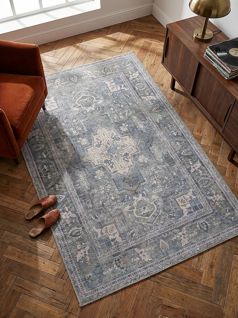 Waschbarer Flachgewebe-Teppich Vintage · 80 % recycelte Mischfasern