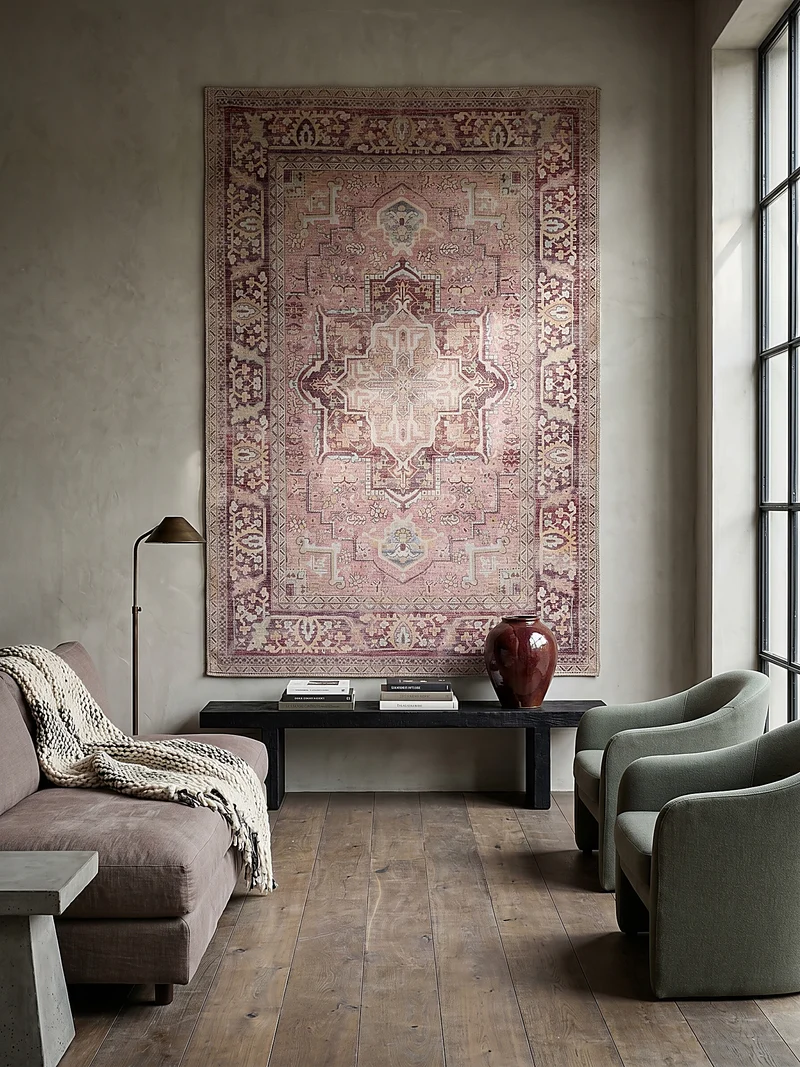 Waschbarer Flachgewebe-Teppich Vintage · 80 % recycelte Mischfasern