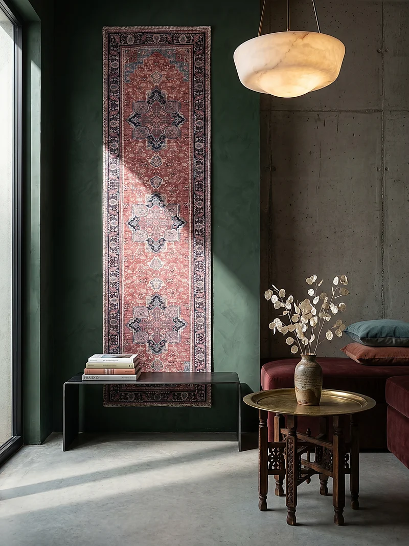 Waschbarer Flachgewebe-Teppich Vintage · 80 % recycelte Mischfasern
