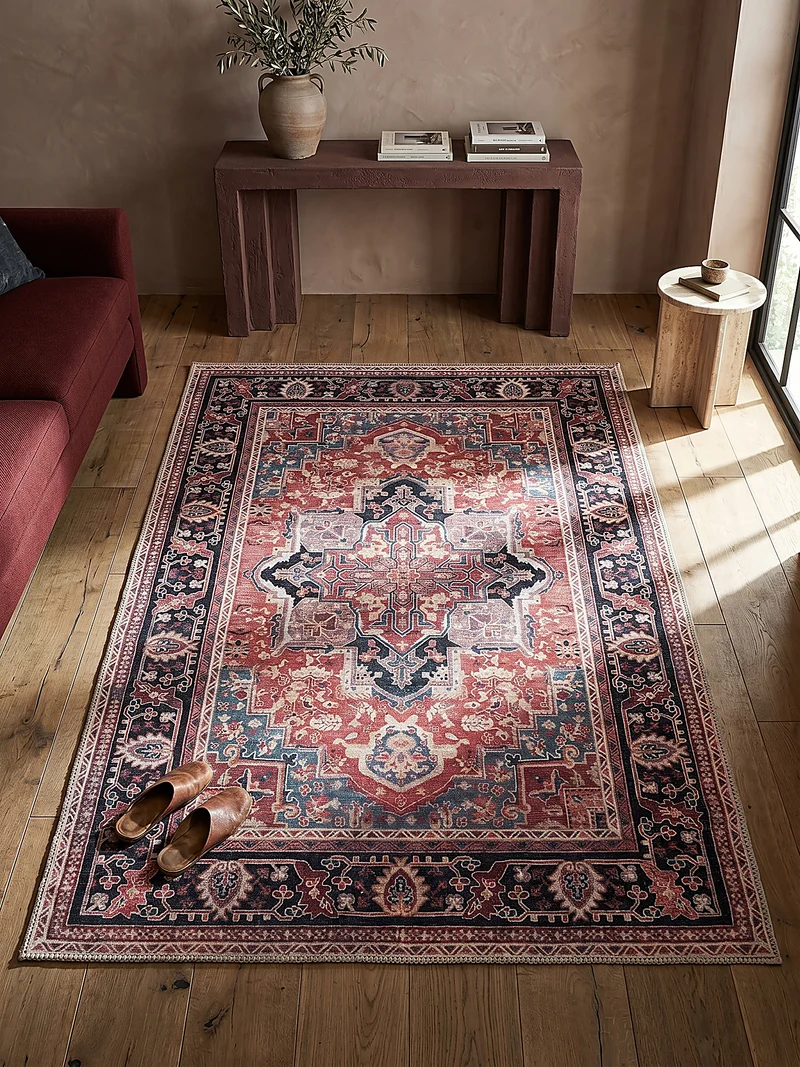 Waschbarer Flachgewebe-Teppich Vintage · 80 % recycelte Mischfasern