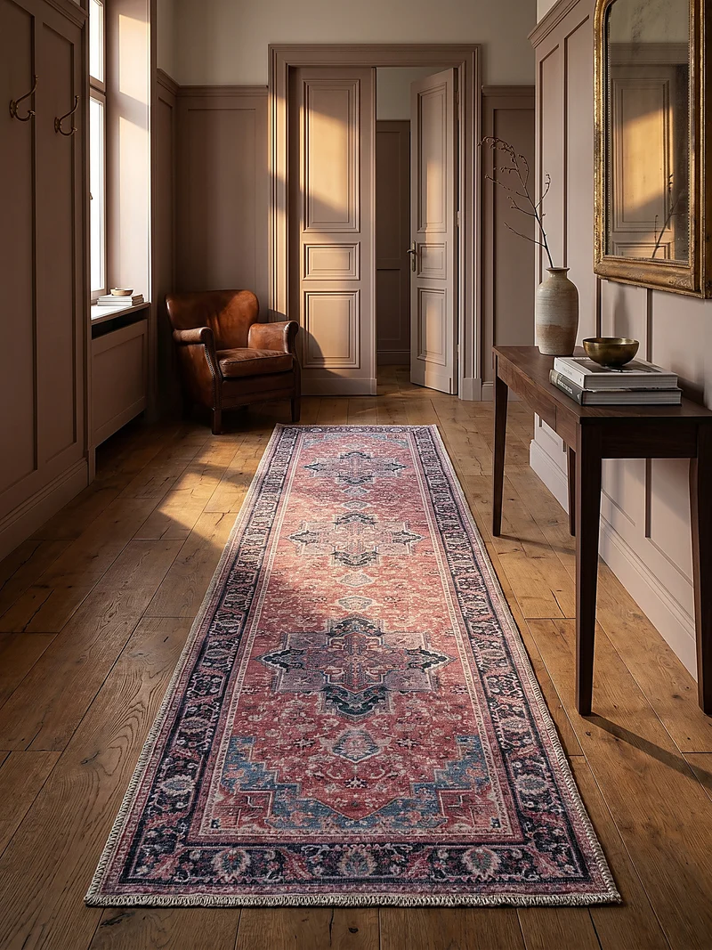 Waschbarer Flachgewebe-Teppich Vintage · 80 % recycelte Mischfasern