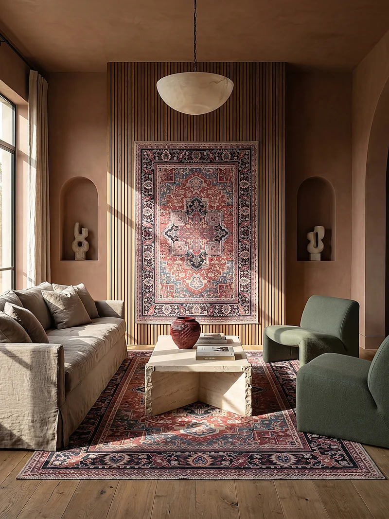 Waschbarer Flachgewebe-Teppich Vintage · 80 % recycelte Mischfasern