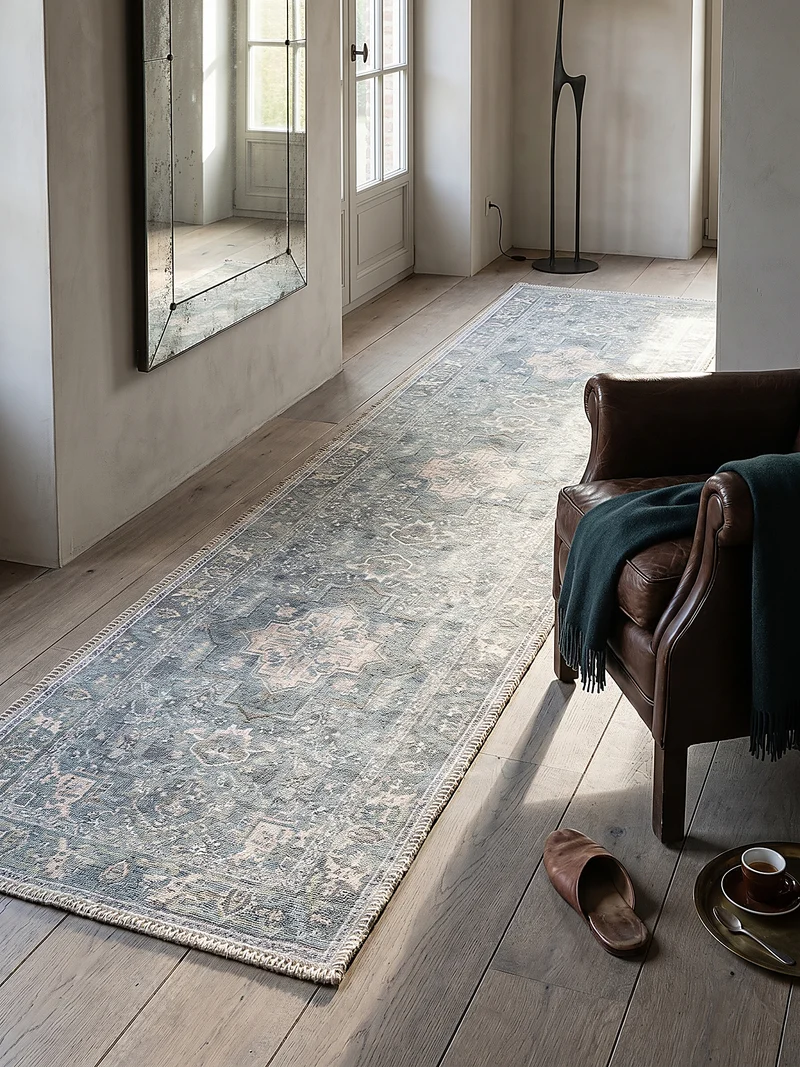 Waschbarer Flachgewebe-Teppich Vintage · 80 % recycelte Mischfasern
