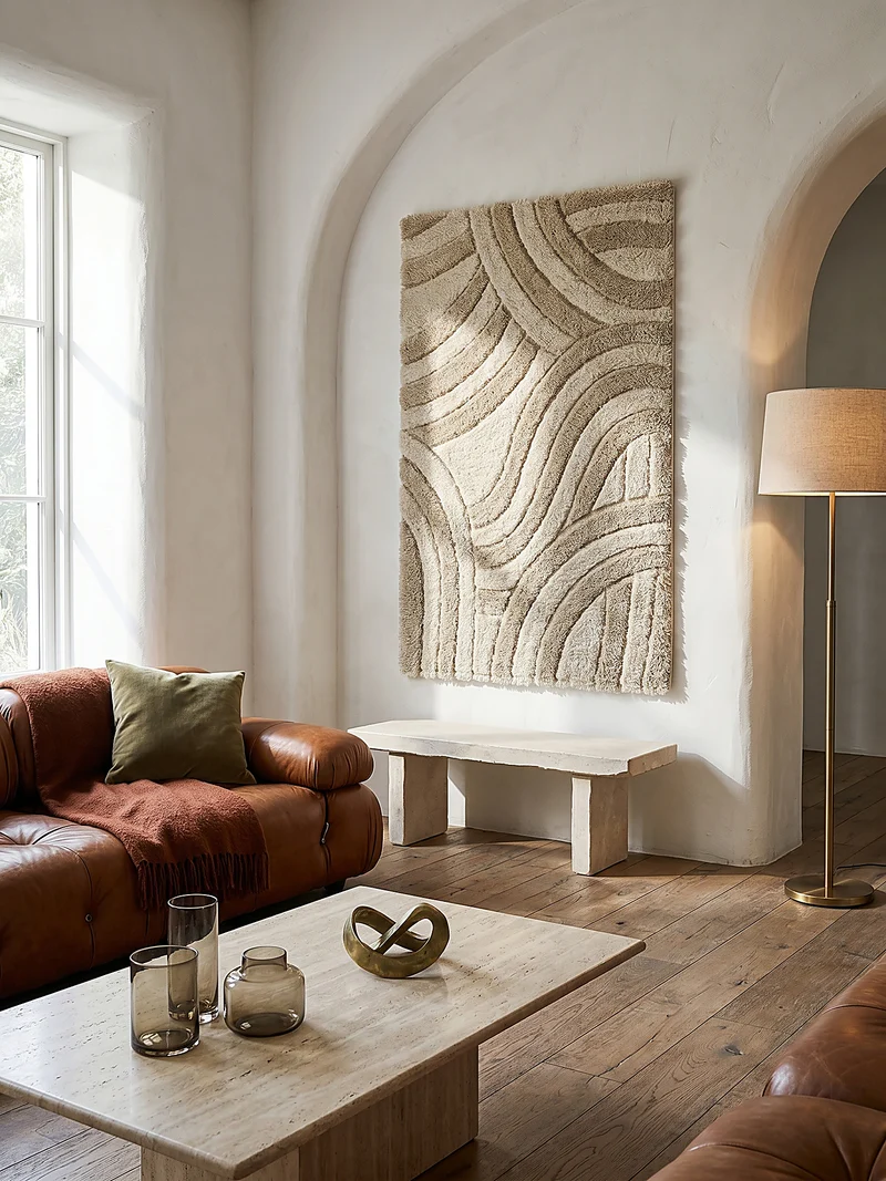 Hochflor-Teppich Wellenrelief · 100 % recyceltes Polyester · 40 mm
