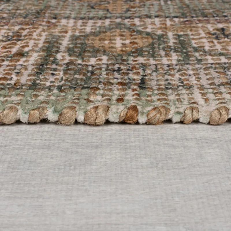 Jute-Teppich Vintage-Ornament · 69 % Jute · flach gewebt