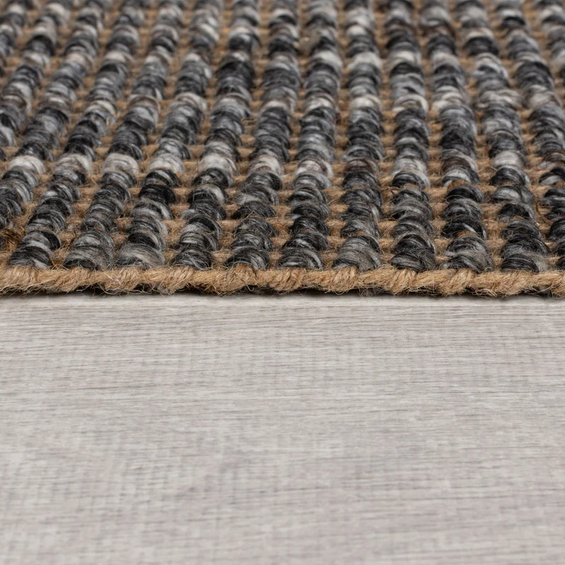Jute-Wolle Teppich mit Farbverlauf, beidseitig nutzbar