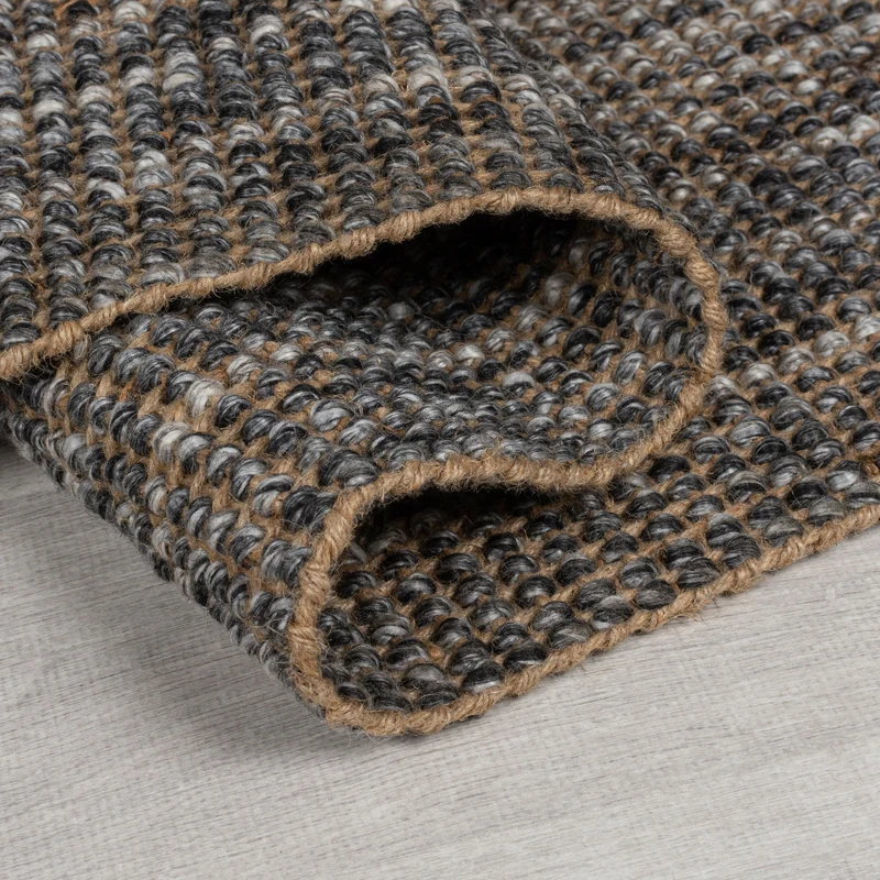 Jute-Wolle Teppich mit Farbverlauf, beidseitig nutzbar