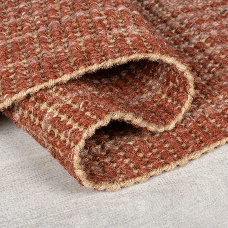 Jute-Wolle Teppich mit Farbverlauf, beidseitig nutzbar