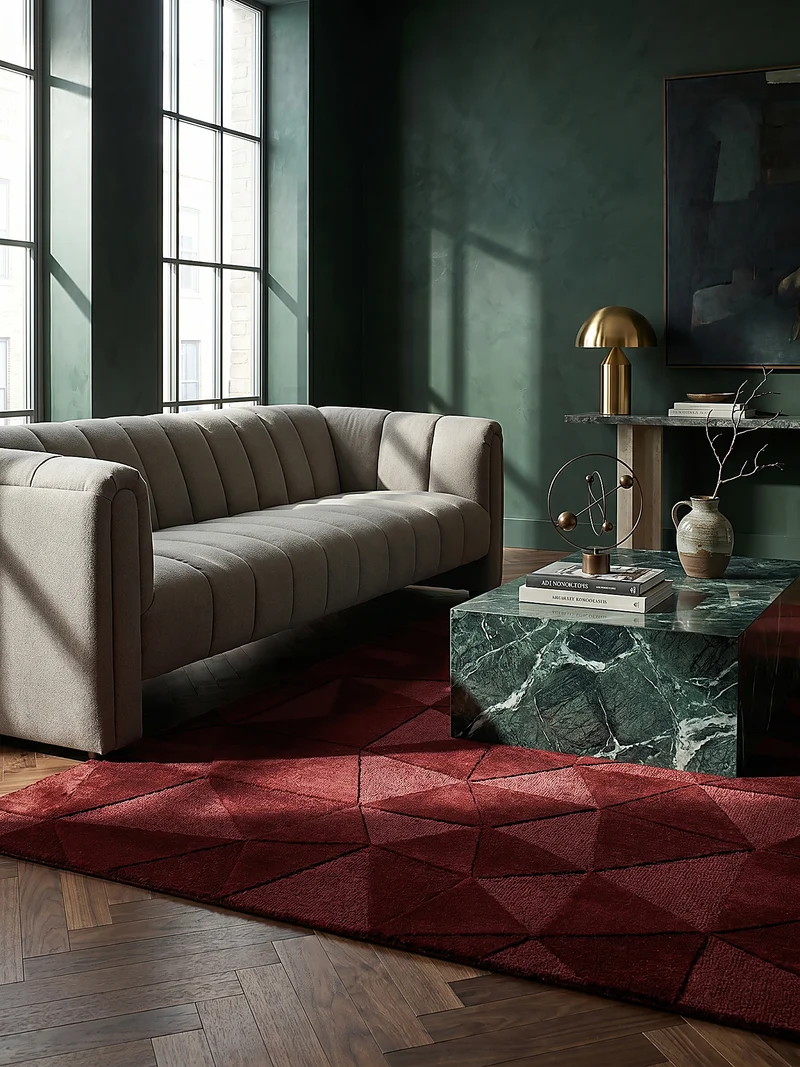 Wollteppich Scherbenrelief · 100 % Wolle · 10 mm Kurzflor