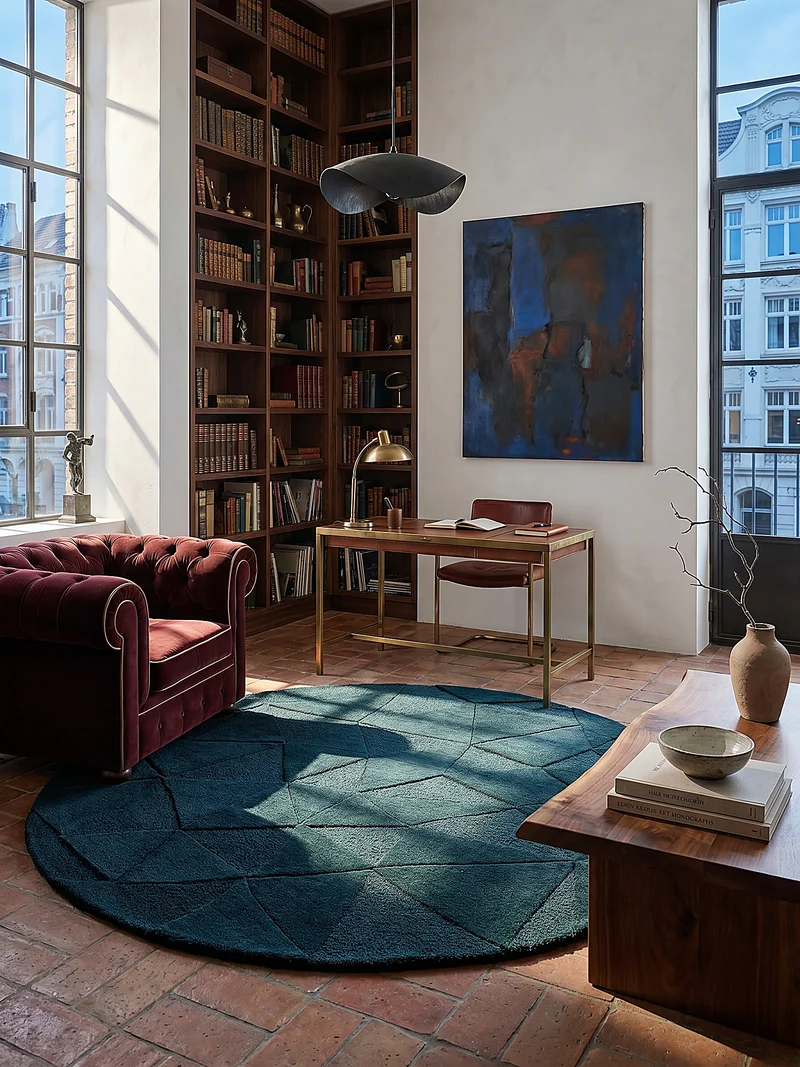 Wollteppich Scherbenrelief · 100 % Wolle · 10 mm Kurzflor