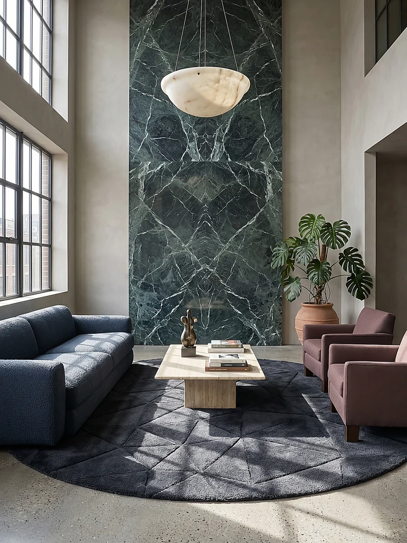 Wollteppich Scherbenrelief · 100 % Wolle · 10 mm Kurzflor