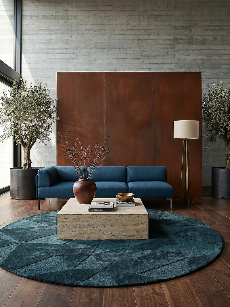 Wollteppich Scherbenrelief · 100 % Wolle · 10 mm Kurzflor