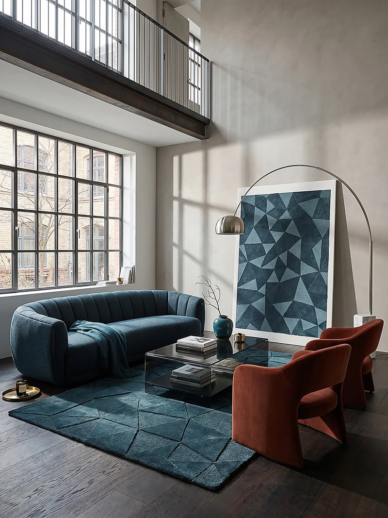 Wollteppich Scherbenrelief · 100 % Wolle · 10 mm Kurzflor