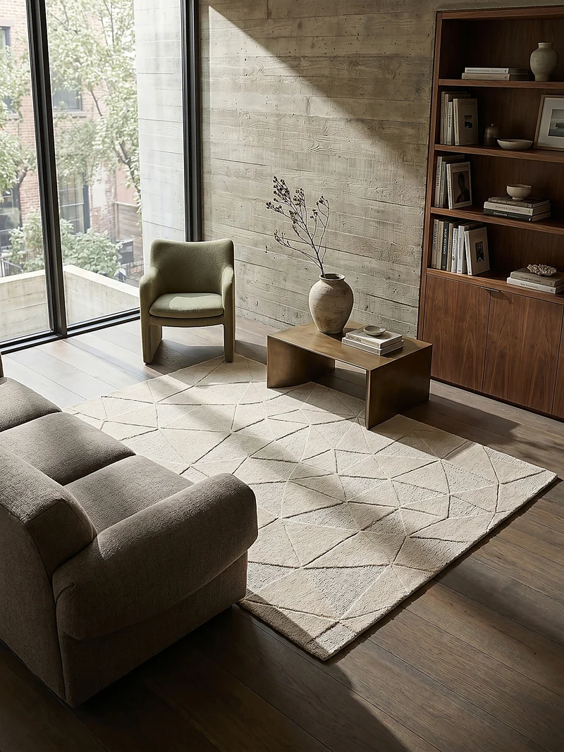 Wollteppich Scherbenrelief · 100 % Wolle · 10 mm Kurzflor
