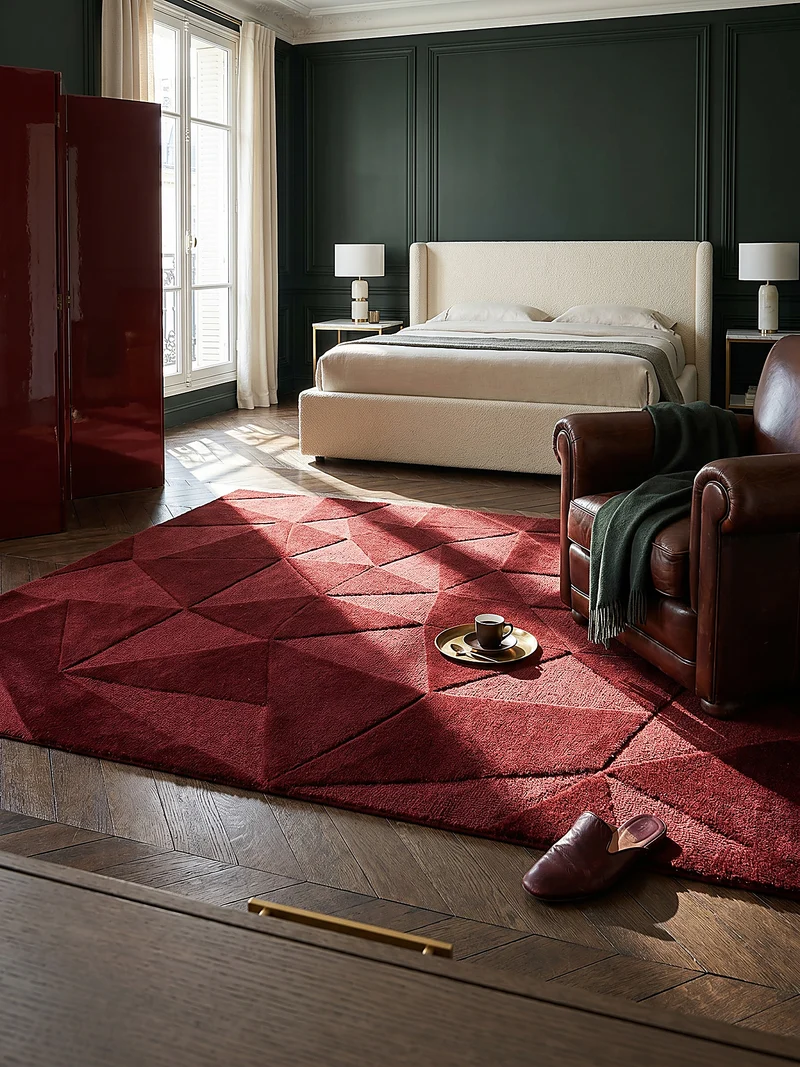 Wollteppich Scherbenrelief · 100 % Wolle · 10 mm Kurzflor