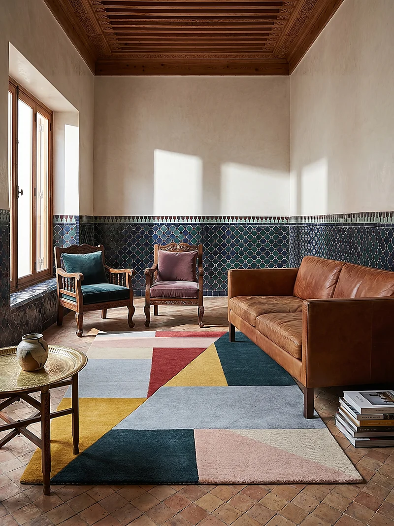 Wollteppich Geometrisch-Design, handgetuftet, kontraststark KYLE