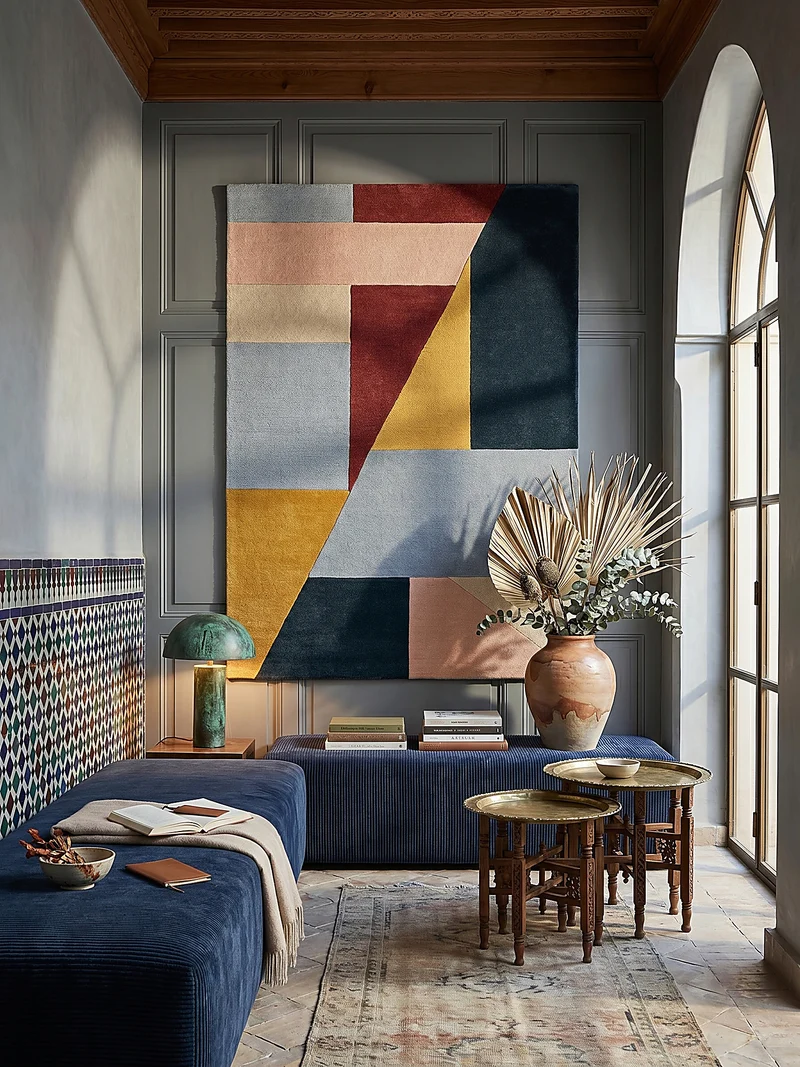 Wollteppich Geometrisch-Design, handgetuftet, kontraststark KYLE