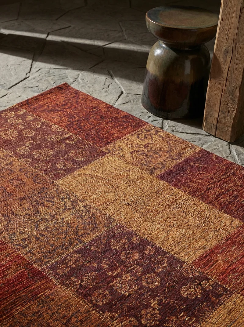 Flachgewebe-Teppich Patchwork-Chenille · 50 % Acryl · Vintage