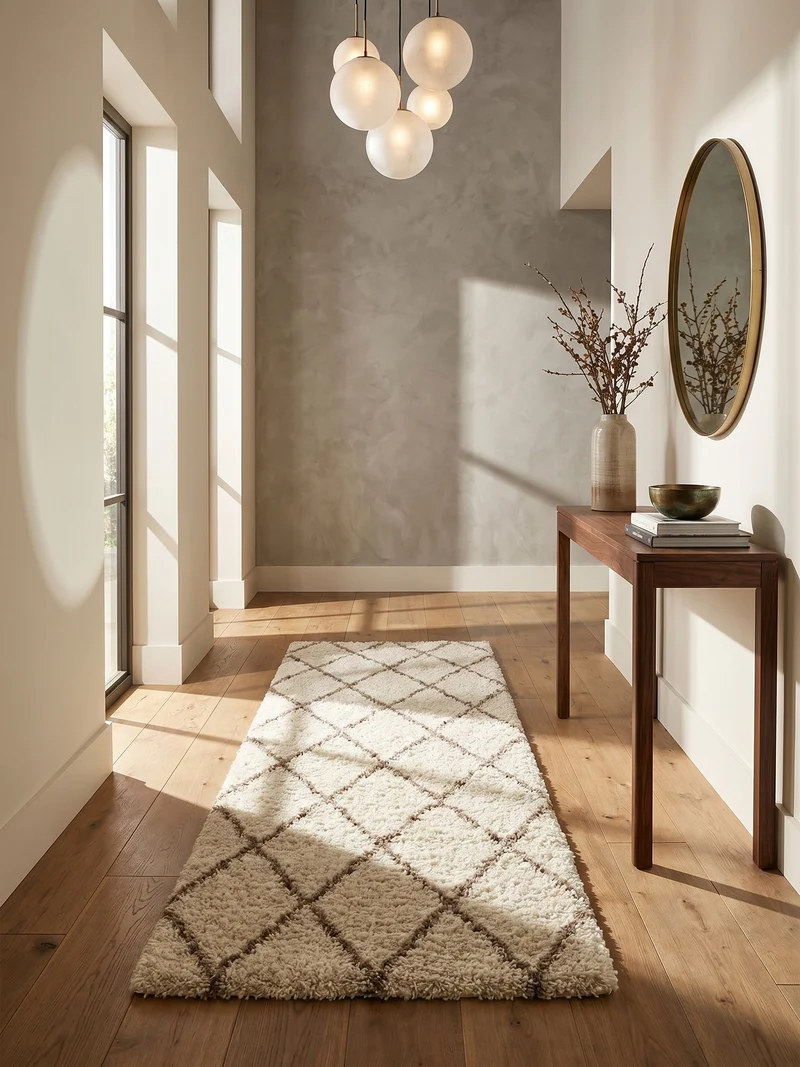 Shaggy Hochflor-Teppich Geometrisch – Waschbar & Flauschig | 3,00 cm Florhöhe für Barfußkomfort