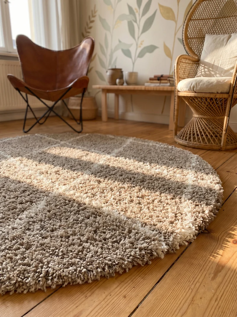 Shaggy Hochflor-Teppich Geometrisch – Waschbar & Flauschig | 3,00 cm Florhöhe für Barfußkomfort