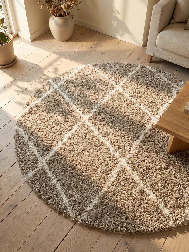 Shaggy Hochflor-Teppich Geometrisch – Waschbar & Flauschig | 3,00 cm Florhöhe für Barfußkomfort
