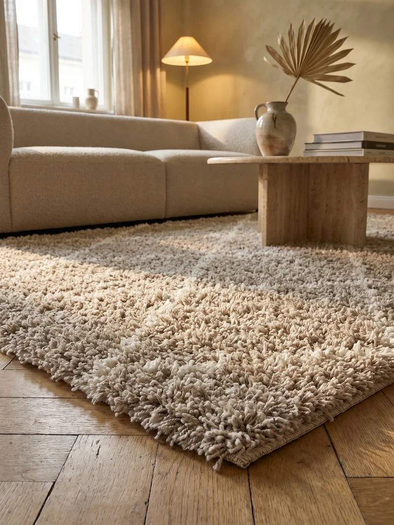 Shaggy Hochflor-Teppich Geometrisch – Waschbar & Flauschig | 3,00 cm Florhöhe für Barfußkomfort