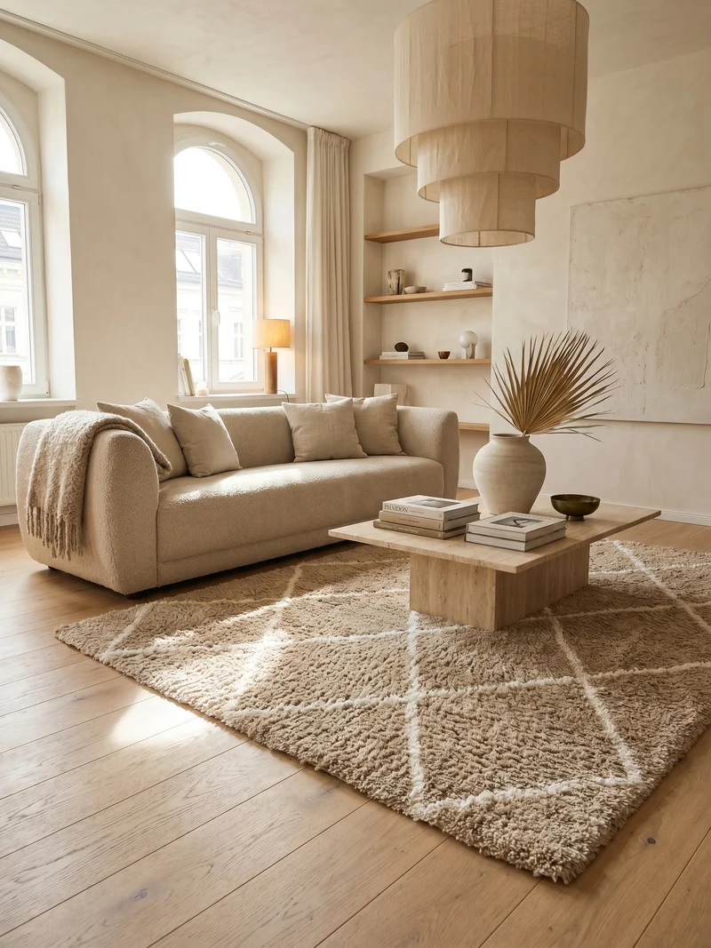 Shaggy Hochflor-Teppich Geometrisch – Waschbar & Flauschig | 3,00 cm Florhöhe für Barfußkomfort