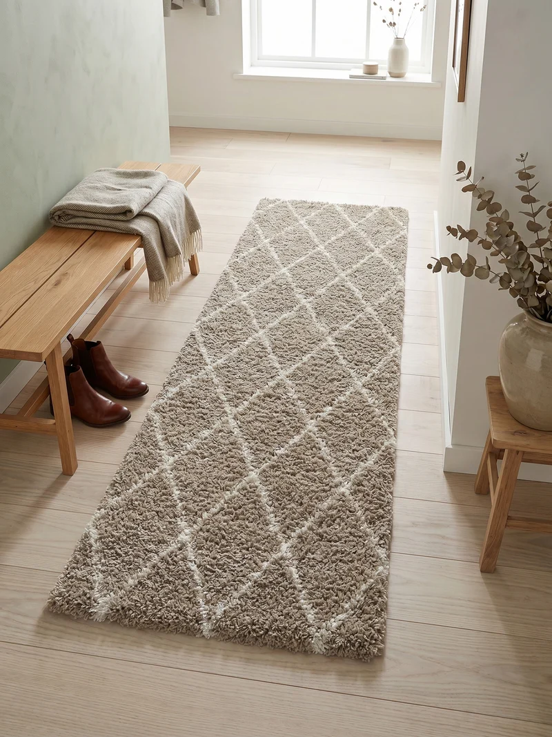 Shaggy Hochflor-Teppich Geometrisch – Waschbar & Flauschig | 3,00 cm Florhöhe für Barfußkomfort