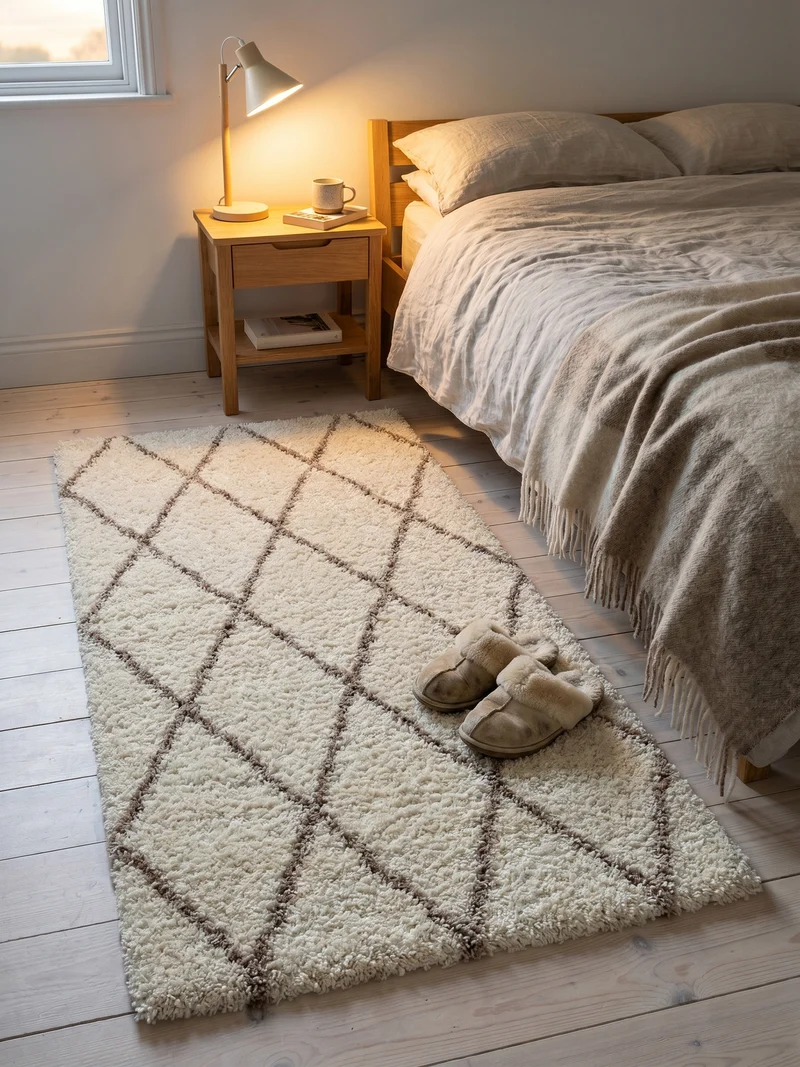 Shaggy Hochflor-Teppich Geometrisch – Waschbar & Flauschig | 3,00 cm Florhöhe für Barfußkomfort