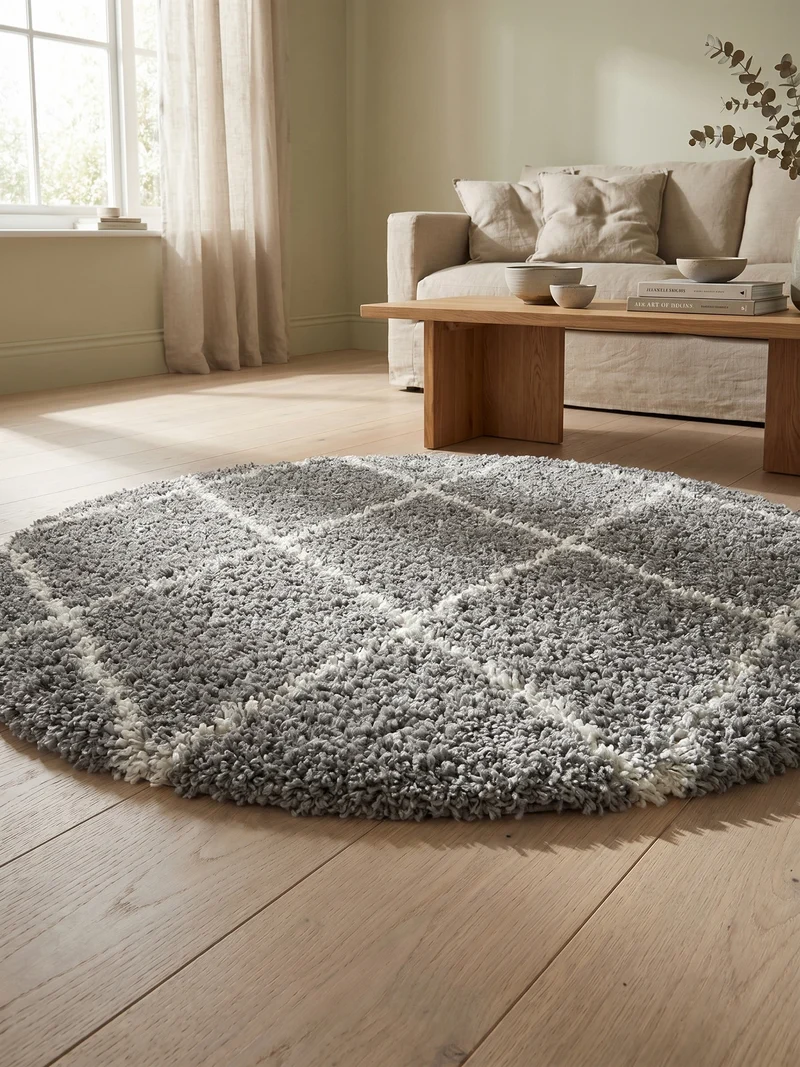 Shaggy Hochflor-Teppich Geometrisch – Waschbar & Flauschig | 3,00 cm Florhöhe für Barfußkomfort