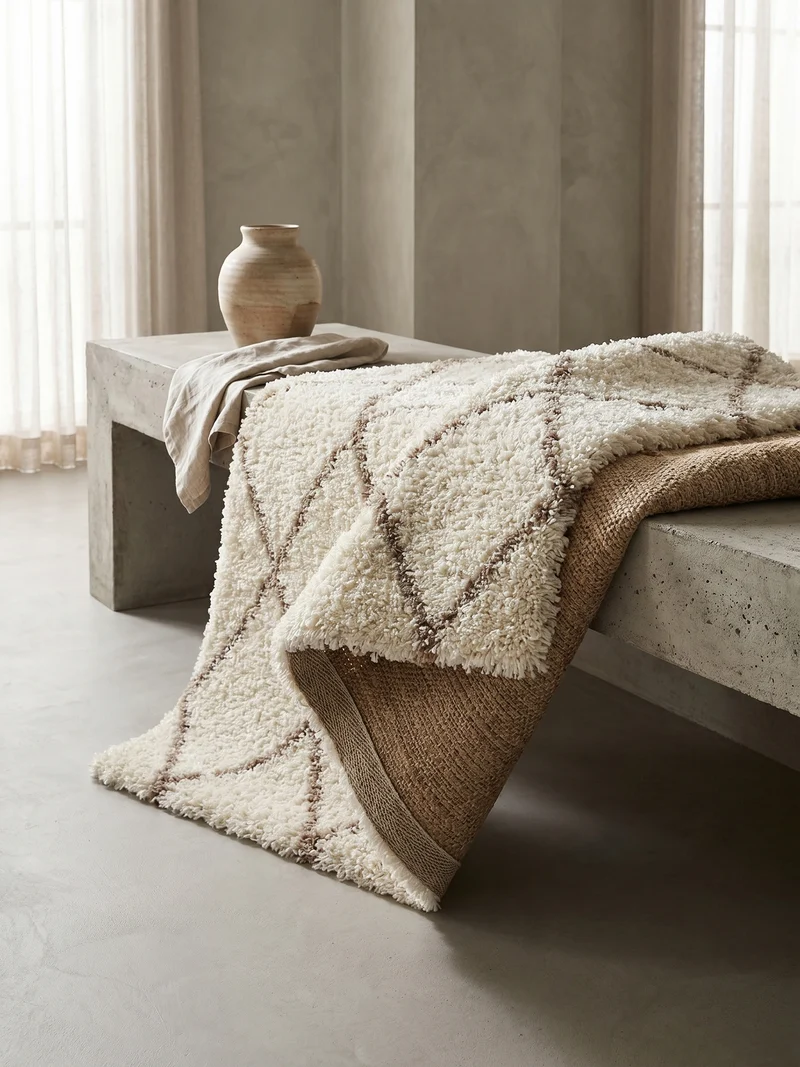 Shaggy Hochflor-Teppich Geometrisch – Waschbar & Flauschig | 3,00 cm Florhöhe für Barfußkomfort
