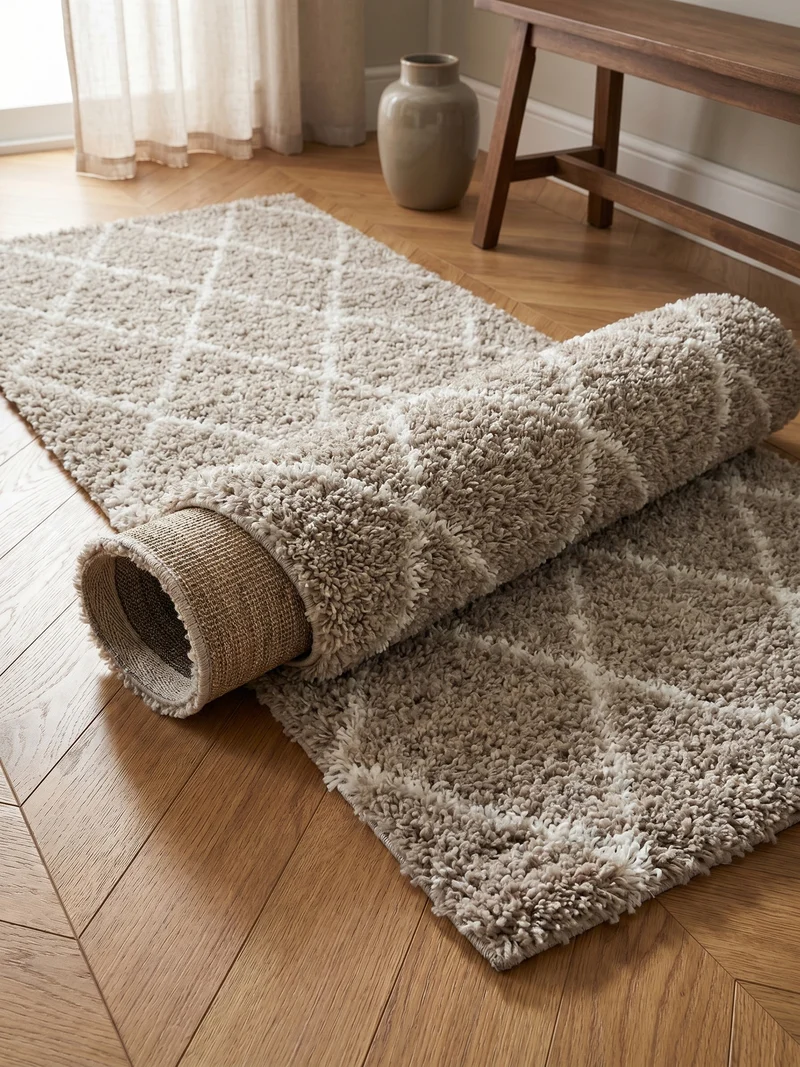 Shaggy Hochflor-Teppich Geometrisch – Waschbar & Flauschig | 3,00 cm Florhöhe für Barfußkomfort