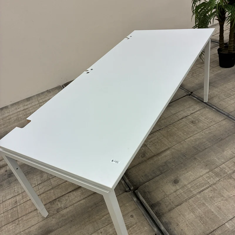 PLANMÖBEL Manuell höhenverstellbarer Schreibtisch Weiß 180x78cm Bürotisch Gebraucht